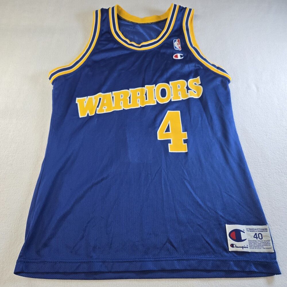 VTG 90s Golden State Warriors Chris Webber Champion Blue Jersey Size 40 USA Y2K